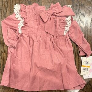 Bonnie Baby Pink Ruffle Blouse with Lace